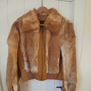 Vintage Guess Leather & Fur Bomber Jacket